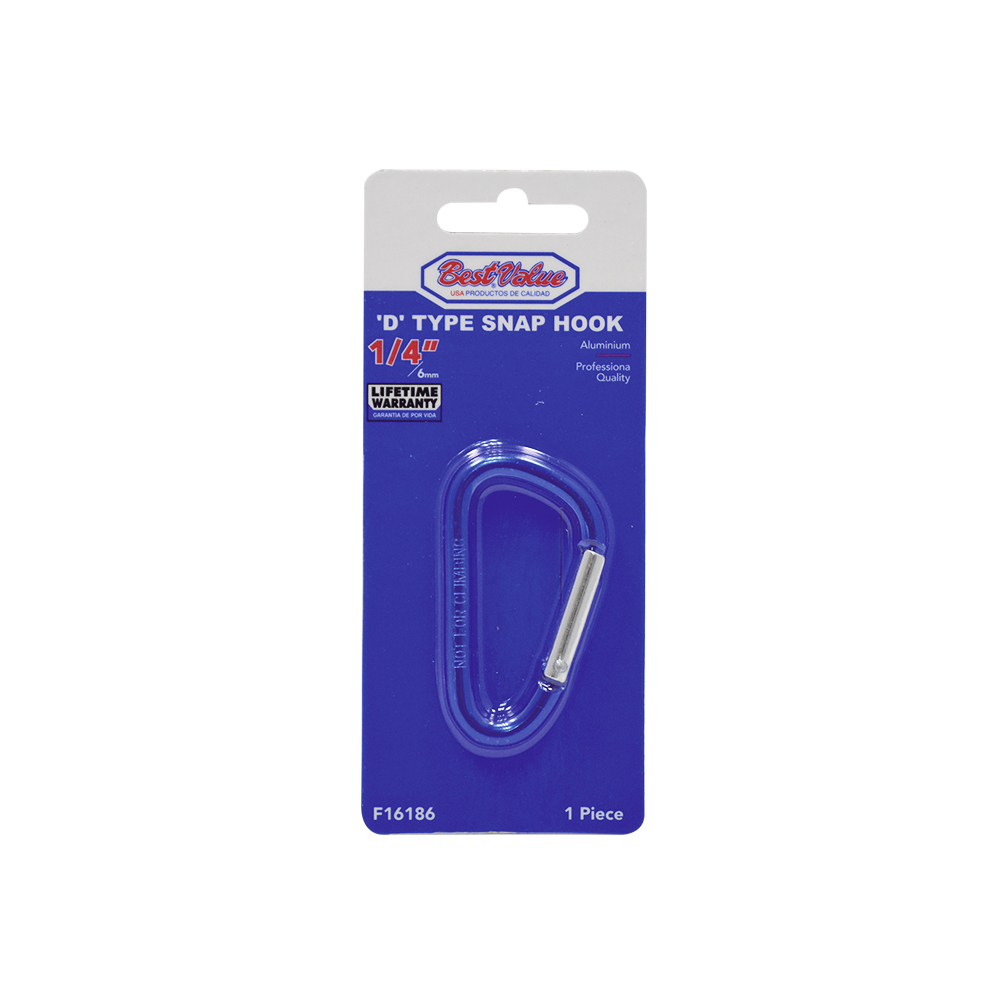 1/4" 'D' TYPE SNAP HOOK