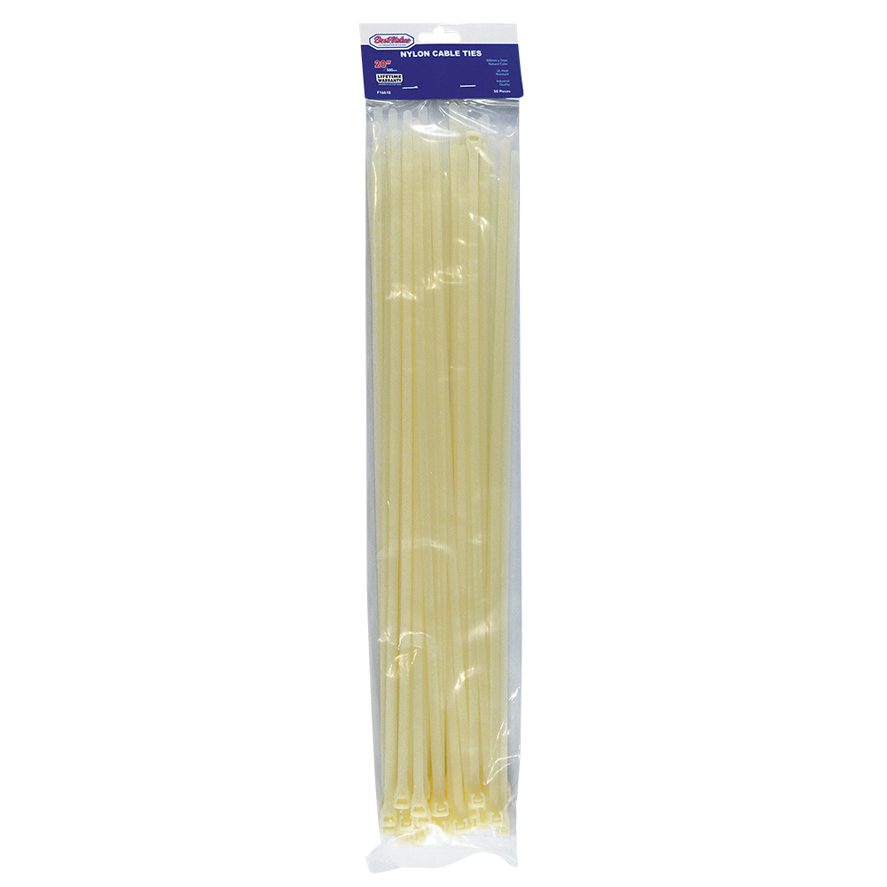 20" NYLON CABLE TIES NATURAL (50PC)