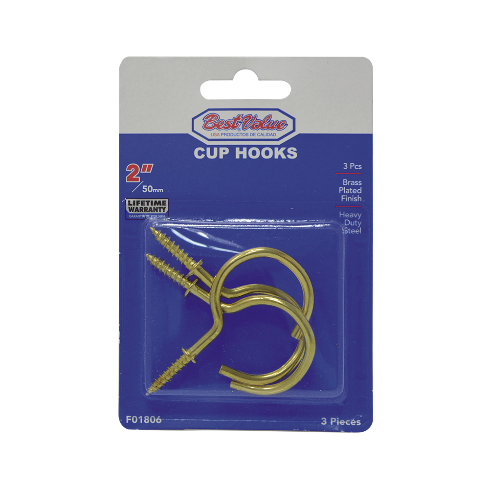 2" CUP HOOK BRASS