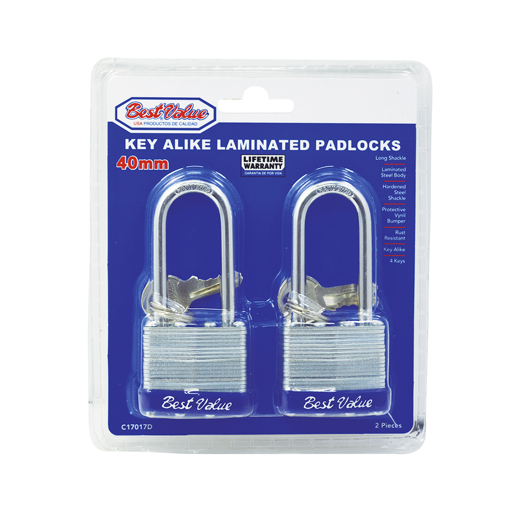 2PC 40MM KEY ALIKE LAM PADLOCK