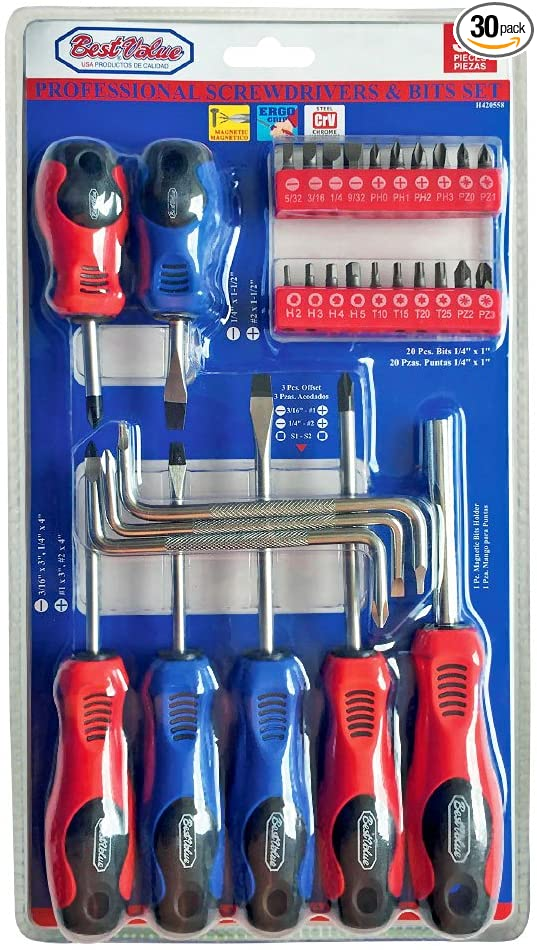 30PCS SCREWDRIVERS & BIT SET