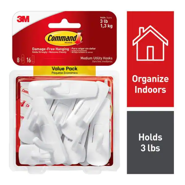 COMMAND HOOKS MEDIUM WHITE 17001