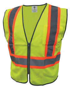 SAFETY VEST W/TRIMS  - 2 POCKET GREEN L