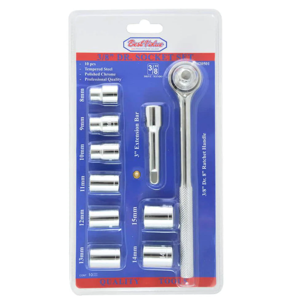 10PC SOCKET SET 3/8" DRIVE