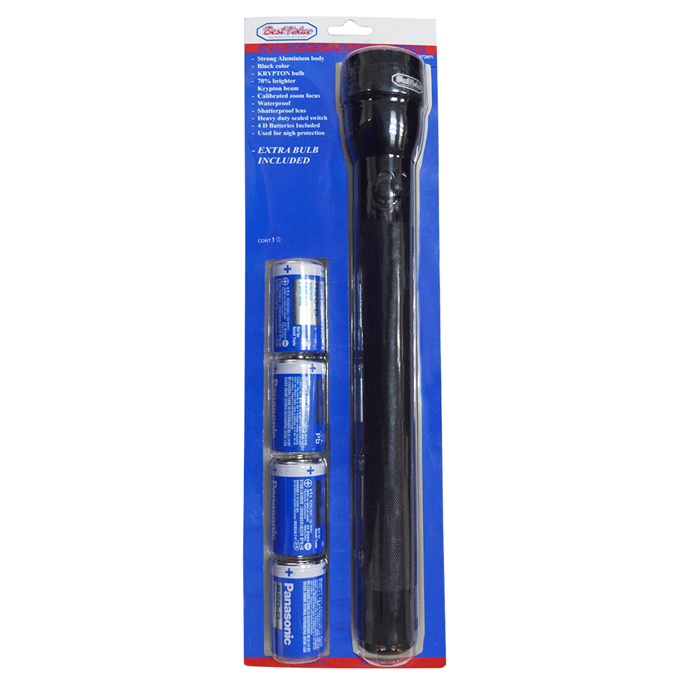 4D ALUMINIUM FLASHLIGHT W/BATTERIES