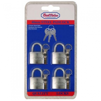 4PC 40MM MASTER KEY PADLOCK