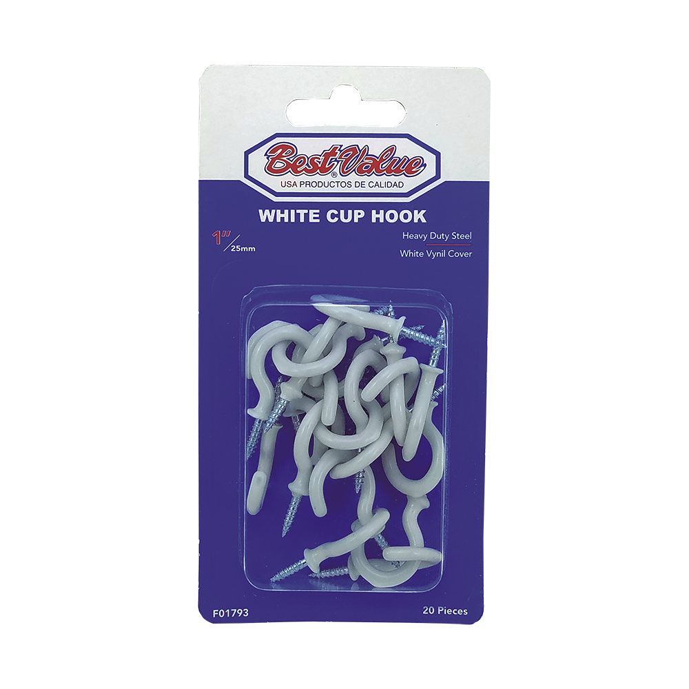 1" CUP HOOK WHITE