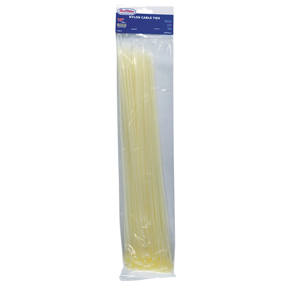 18" NYLON CABLE TIES NATURAL 100PC