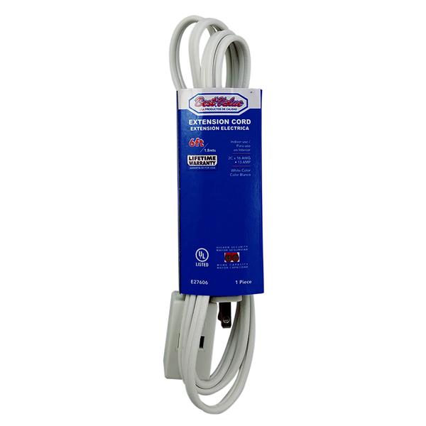 6' UL WHITE EXTENSION CORD