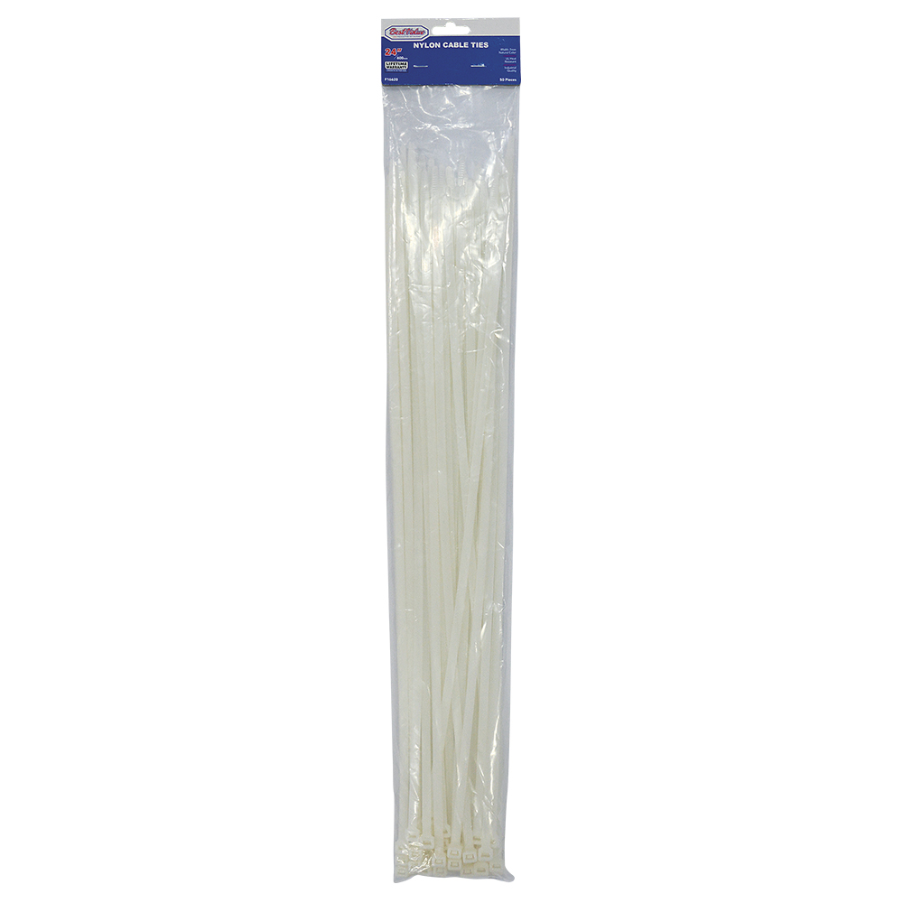 24" NYLON CABLE TIES NATURAL 50PC