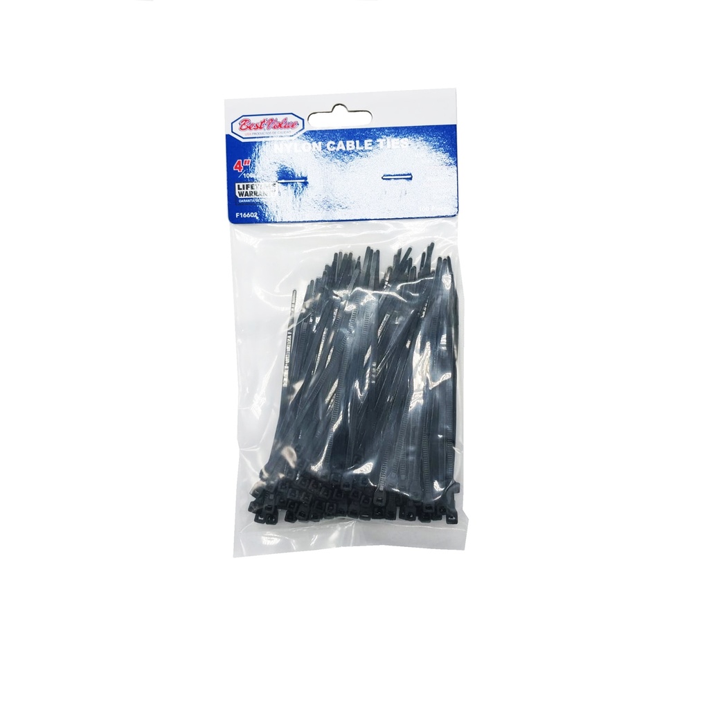 4" NYLON CABLE TIES BLACK 100PC