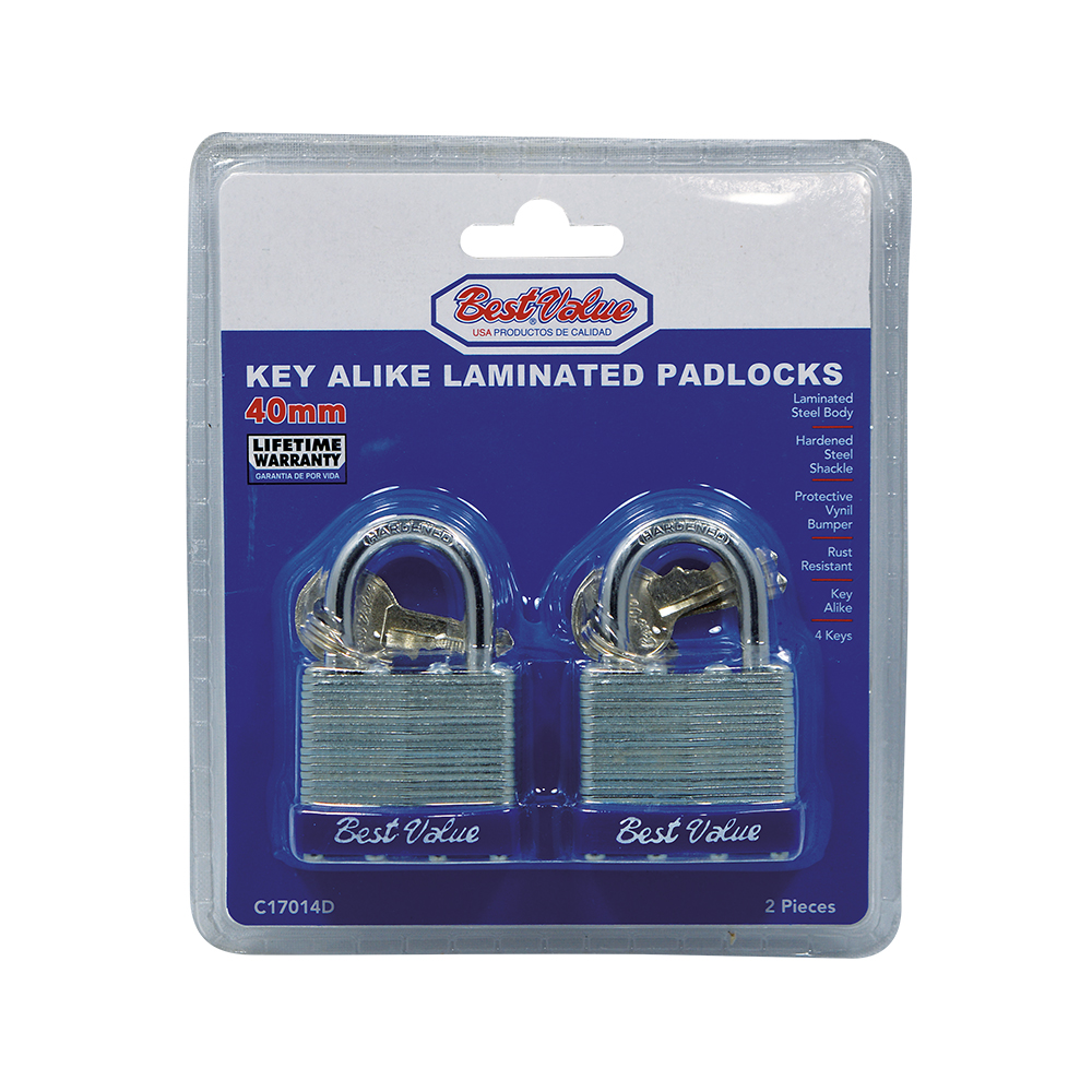 40mm 2PC KEY ALIKE LAMINATED PADLOCK