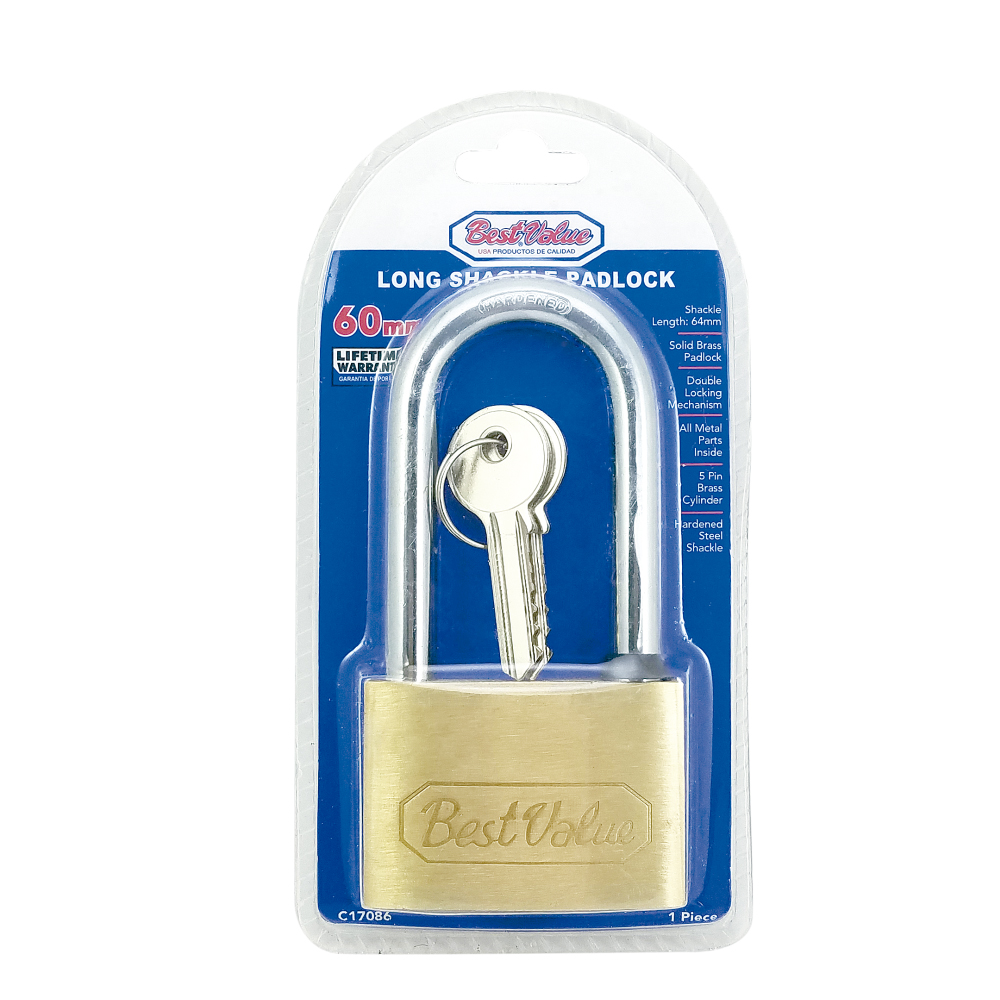 60mm LONG SHACK BRASS PADLOCK