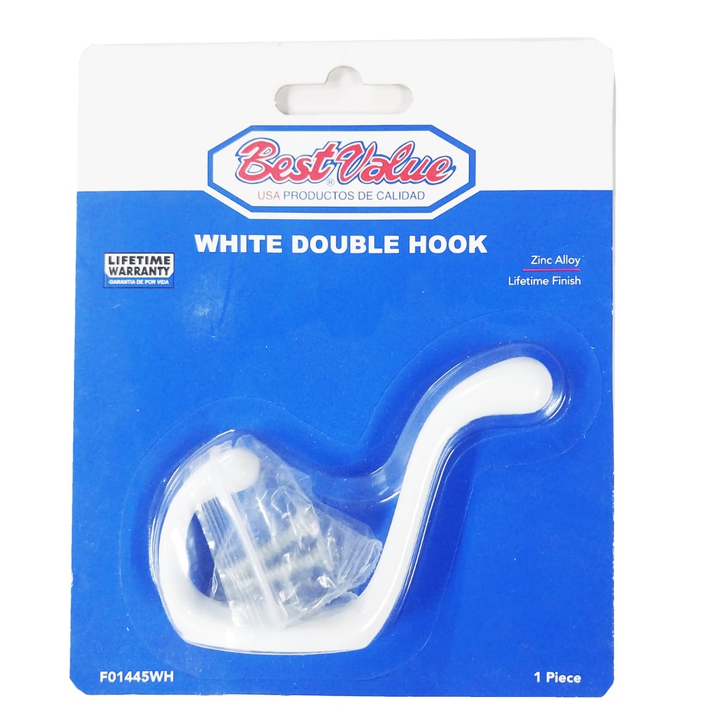 DOUBLE METAL HOOK (J SHAPE) WHITE