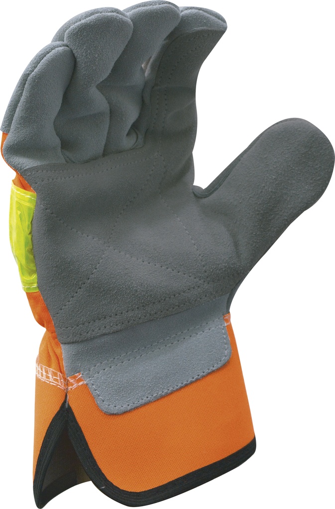 GE HI-VIS REINFORCED COW SPLIT LEATHER GLOVES L