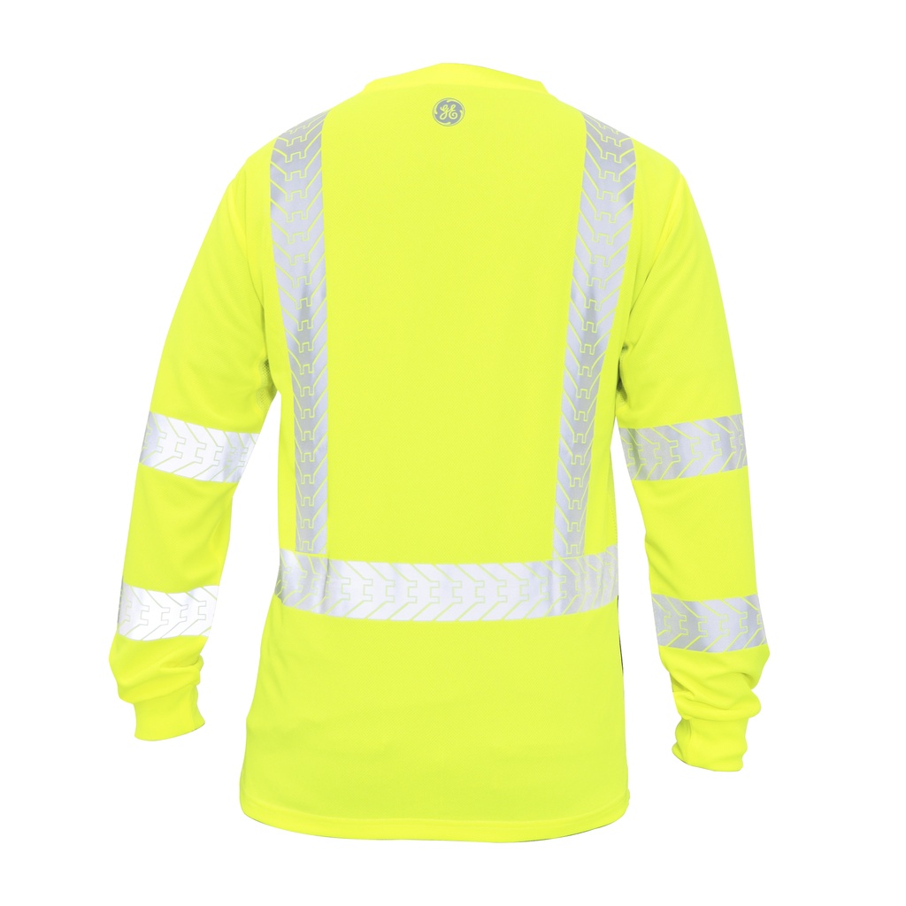 GE HI-VIS YW & BK W/REFLECTIVE LONG SLEEVE SHIRT 2XL