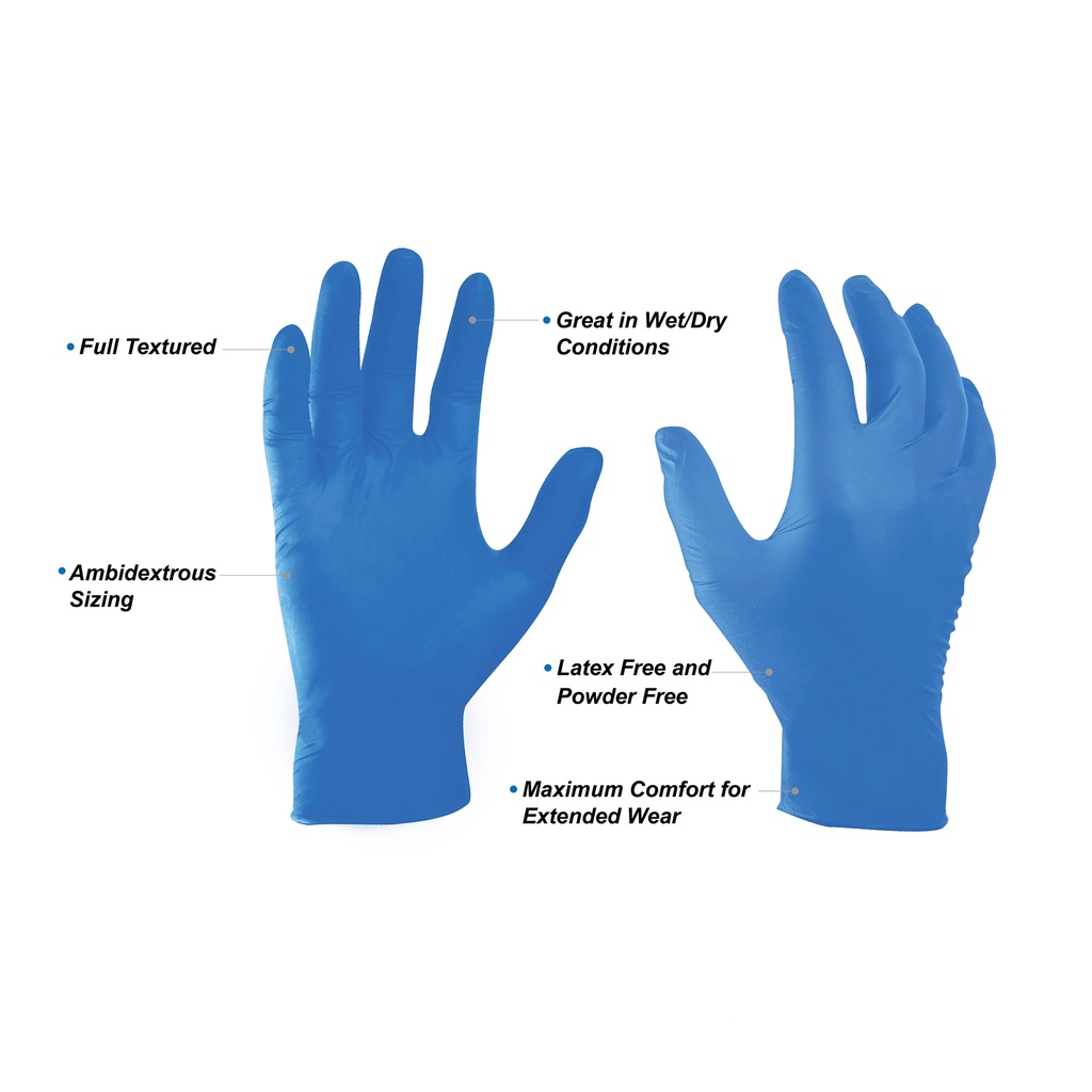 GE NITRILE GLOVES 4MIL (BLUE 100's) MEDIUM