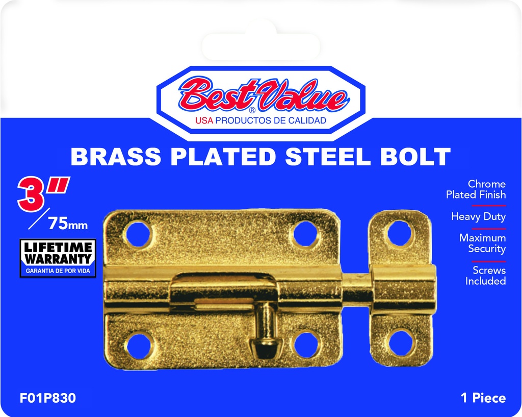 BUTTERFLY BARREL BOLT 3" BRASS