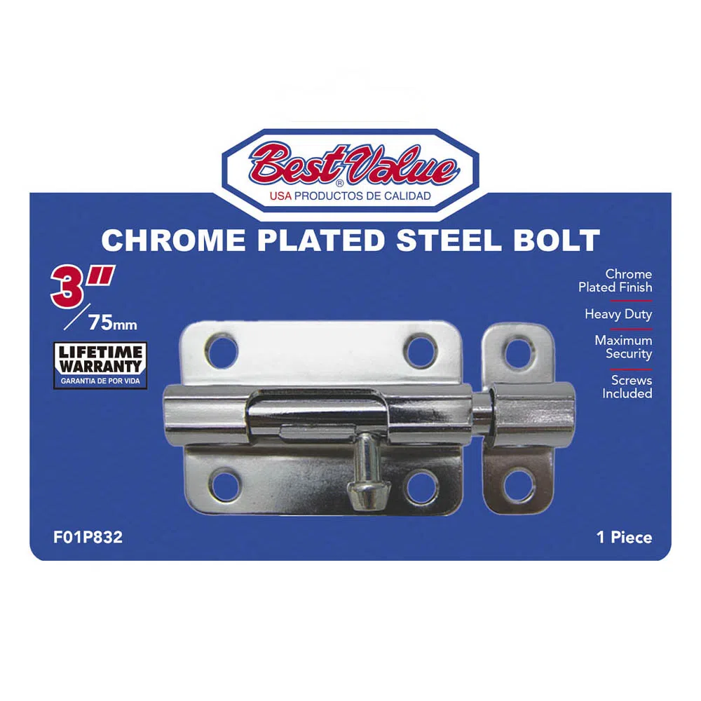 BUTTERFLY BARREL BOLT 3" CHROME