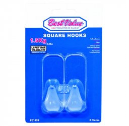 SQUARE HOOKS CLEAR 2PC