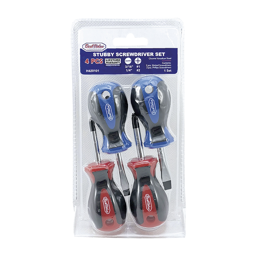 STUBBY SCREWDRIVER SET 4PCS