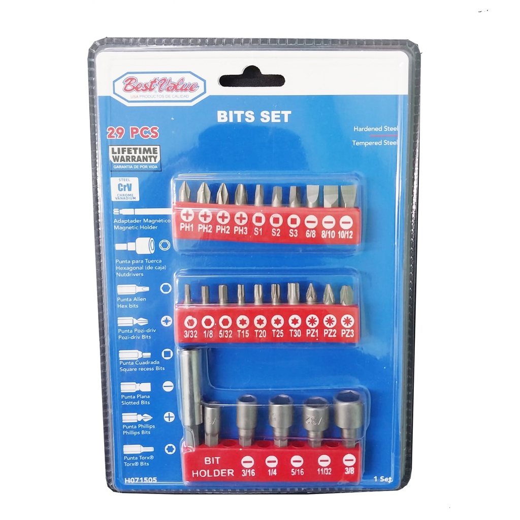29PC SCREWDRIVER BIT SET
