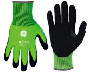 GE 13 GAUGE HI-VIS SANDY NITRILE GLOVE MED
