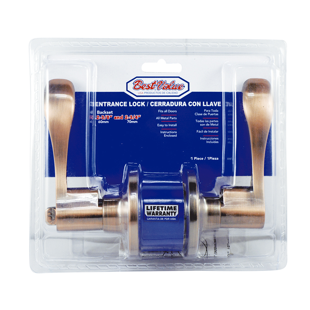 LEVER ENTRANCE LOCK ANT. COPPER