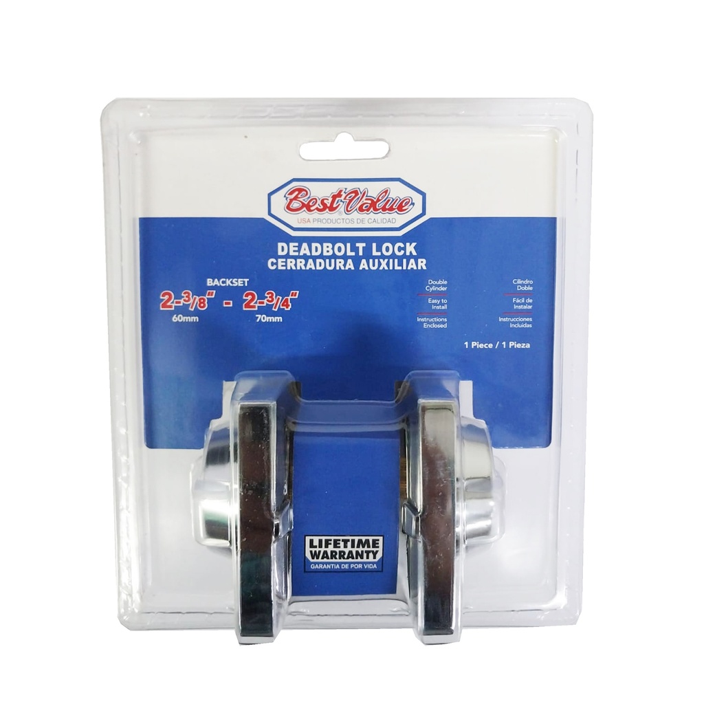 DOUBLE DEADBOLT SQUARE (CHROME)