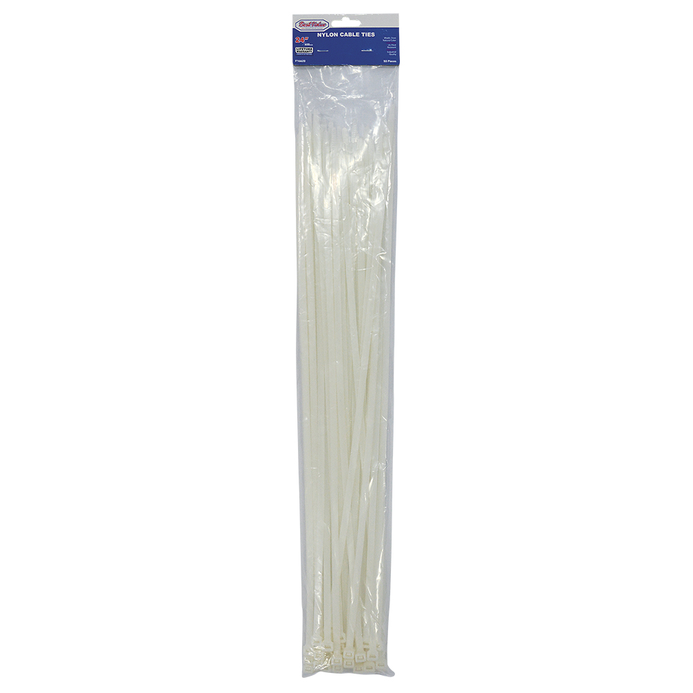 24" NYLON CABLE TIES NATURAL (50PC)