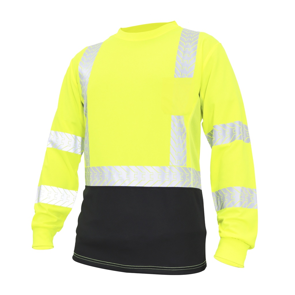 GE HI-VIS YW & BK W/REFLECTIVE LONG SLEEVE SHIRT LG.