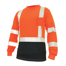 GE HI-VIS OR & BK W/REFLECTIVE LONG SLEEVE SHIRT MEDIUM