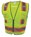 GE SURVEYOR SAFETY VEST  W/CONTRASTING TRIMS- 8 POCKET GREEN LARGE