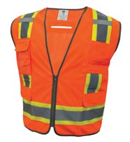 GE SURVEYOR SAFETY VEST  W/CONTRASTING TRIMS- 8 POCKET ORANGE XLARGE