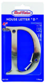 NICKEL-PLATED HOUSE LETTER "D"