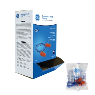 GE DISPOSABLE EARPLUGS CORDED (100 PAIRS)