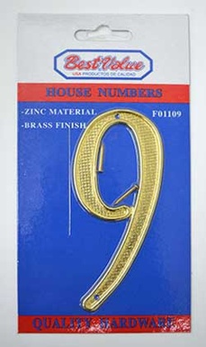 BRASS HOUSE NUMBER #9